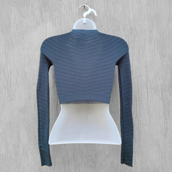 RARE Free People FP Movement Gone Adrift Long Sleeve Top Thundercloud Teal Sz XS - Picture 5 of 7